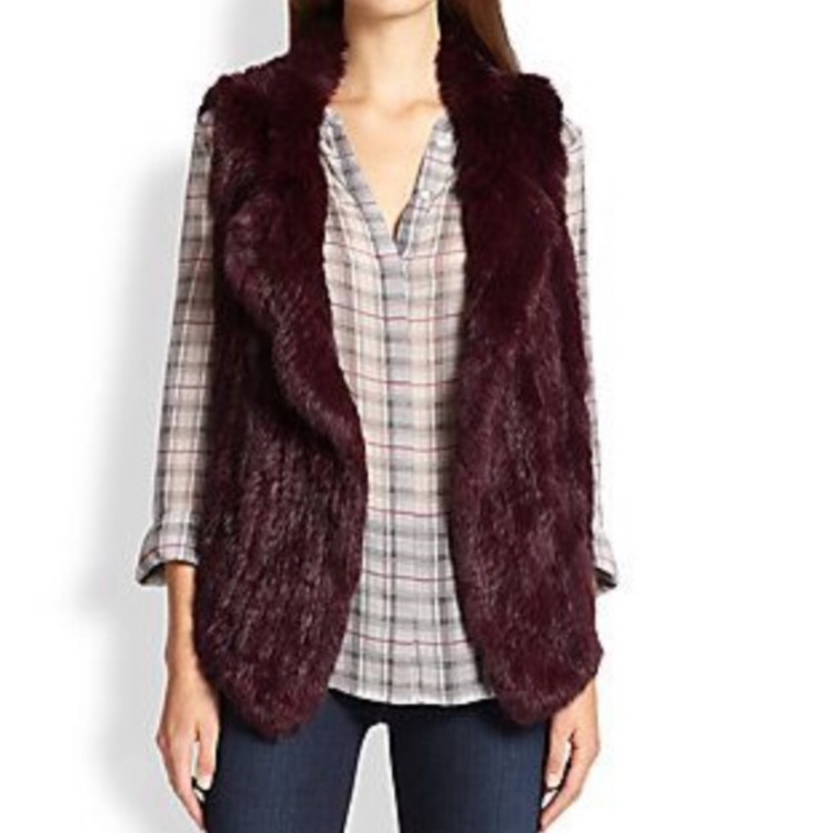Joie Burgundy Fur Vest, Small